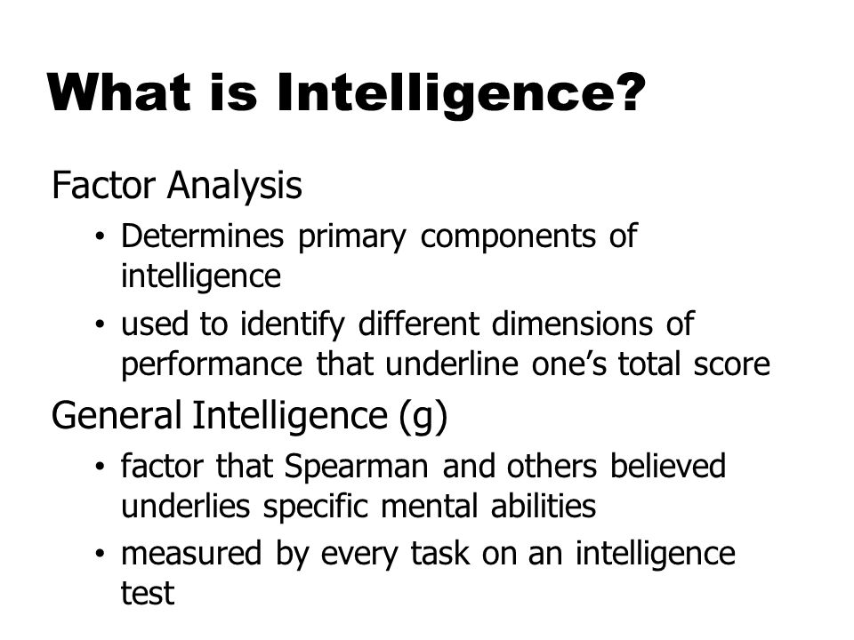 Factor g and General Intelligence Tests!